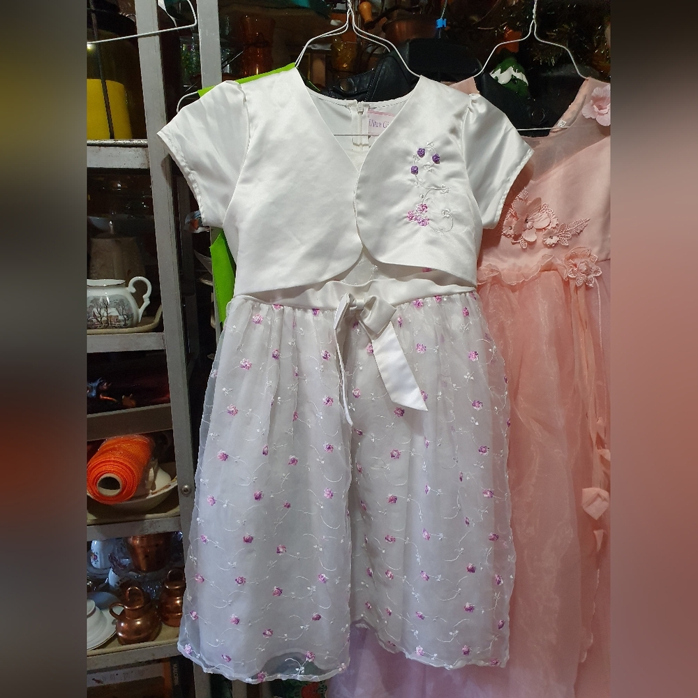 💜 Kids bride flower girl wedding dress Halloween costume